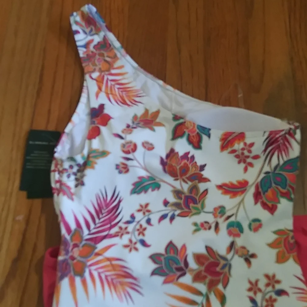 NWT.  Lauren Ralph Lauren floral one shoulder tankini.